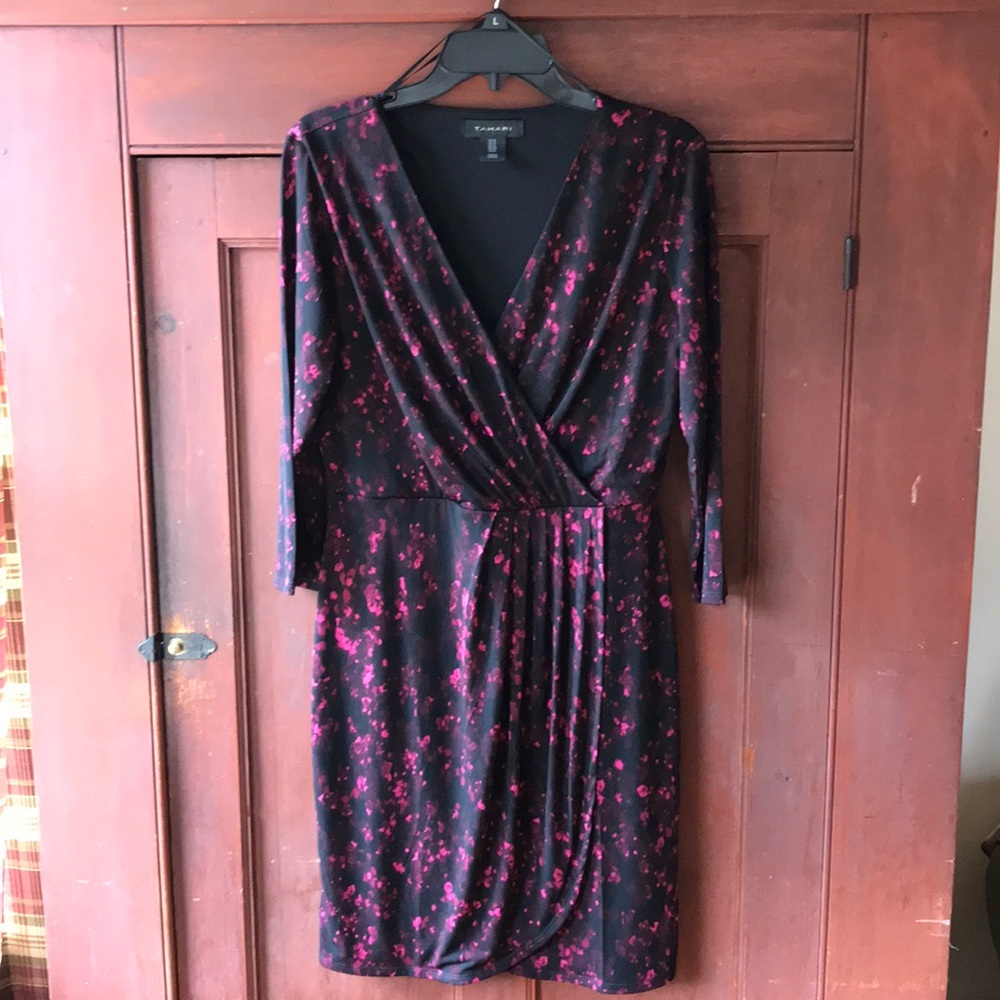 Tahari Wrap 3/4 “ length sleeve dress